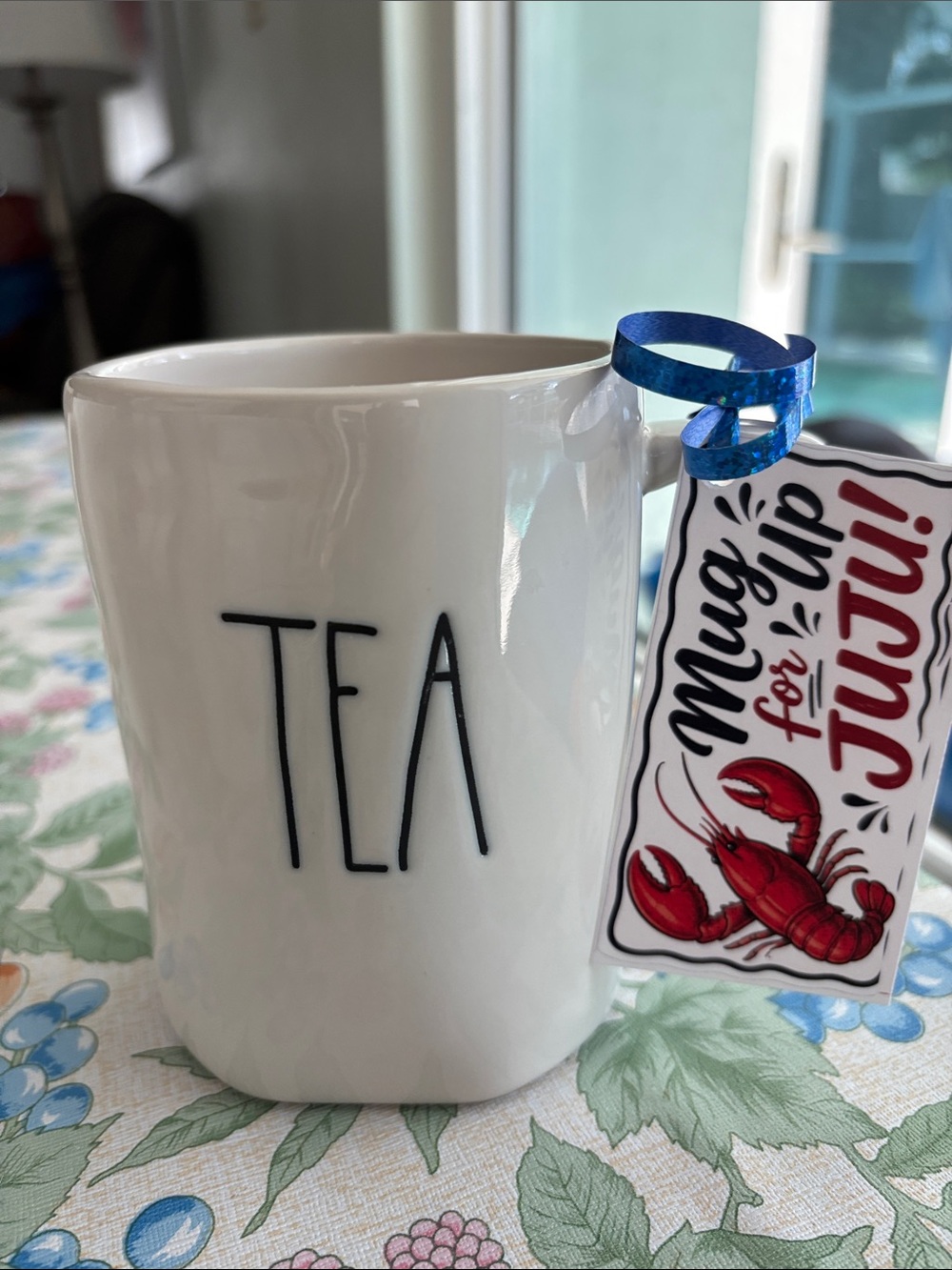 Rae Dunn White Ceramic TEA Mug with Black Lettering